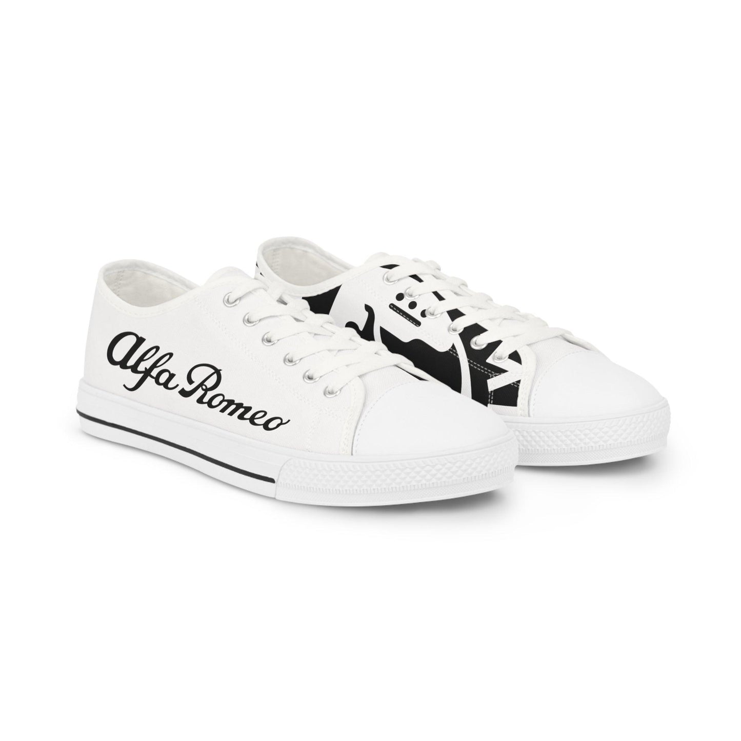 Alfa Romeo Script Low Top Canvas Sneaker - Customizable Men’s Footwear - Comfortable & Durable Design - Perfect for a Drive or Unique Sneaker Fans - AI Print Spot