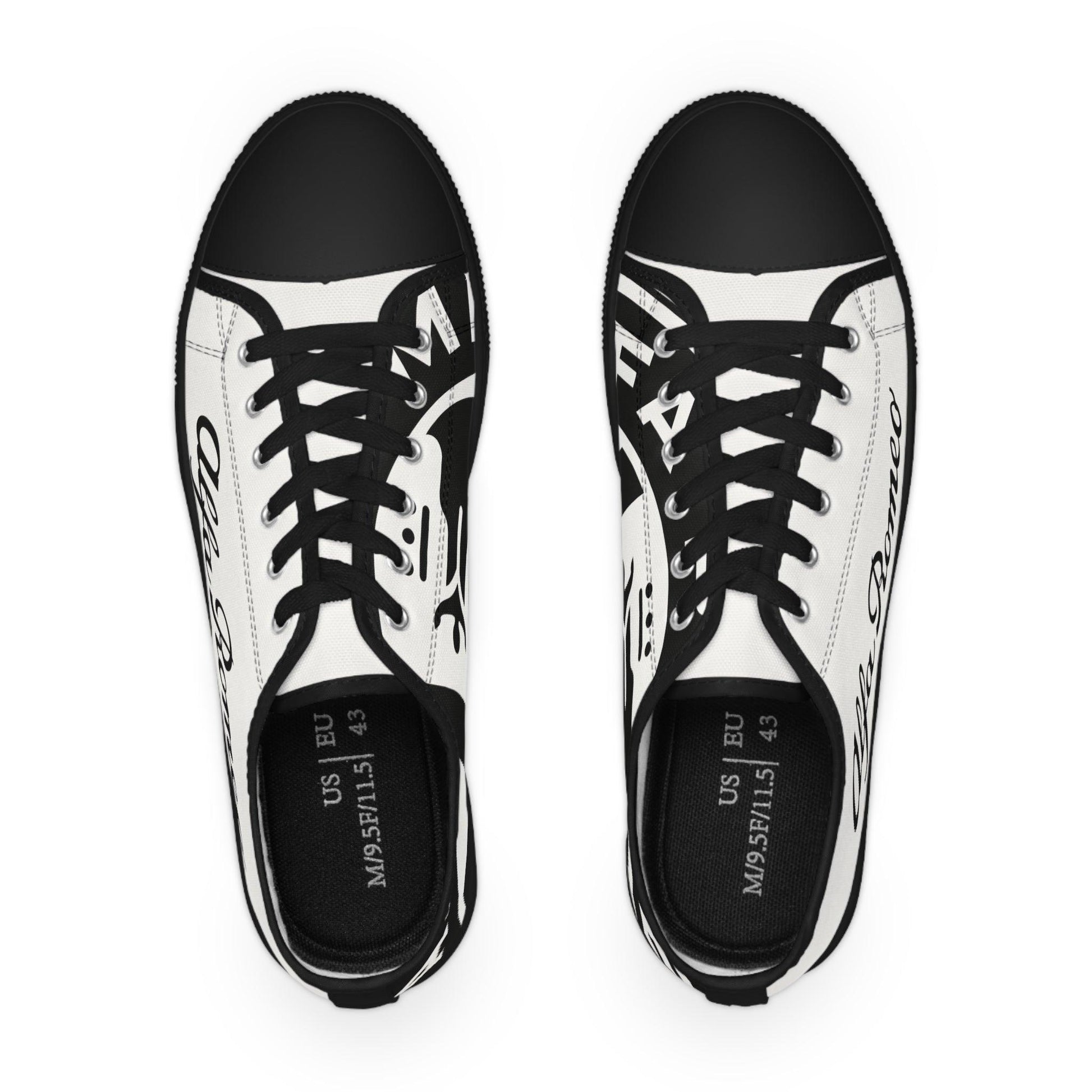 Alfa Romeo Script Low Top Canvas Sneaker Customizable Men’s Footwear Comfortable Durable Design Perfect for a Drive or Unique Sneaker Fans