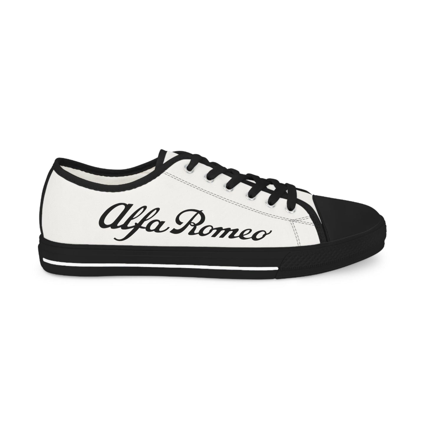 Alfa Romeo Script Low Top Canvas Sneaker - Customizable Men’s Footwear - Comfortable & Durable Design - Perfect for a Drive or Unique Sneaker Fans - AI Print Spot