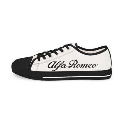 Alfa Romeo Script Low Top Canvas Sneaker - Customizable Men’s Footwear - Comfortable & Durable Design - Perfect for a Drive or Unique Sneaker Fans - AI Print Spot