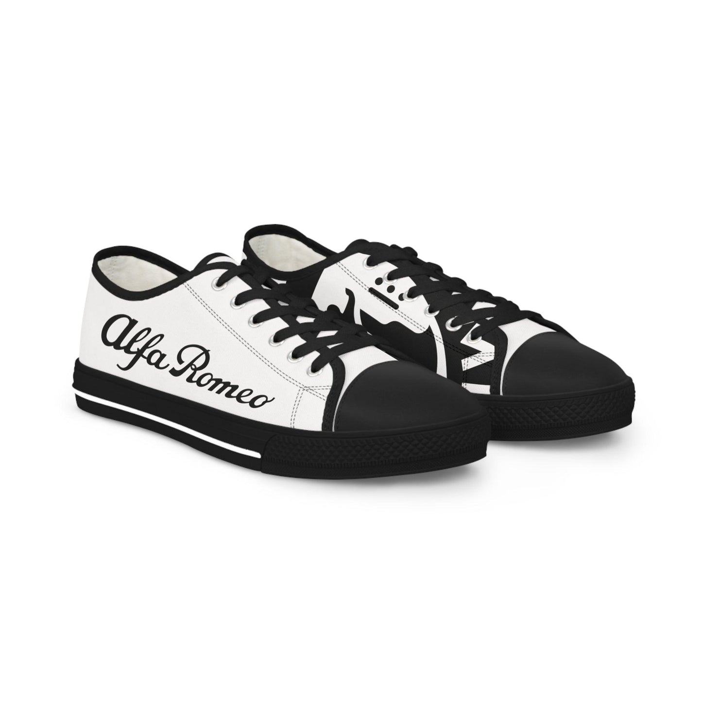 Alfa Romeo Script Low Top Canvas Sneaker - Customizable Men’s Footwear - Comfortable & Durable Design - Perfect for a Drive or Unique Sneaker Fans - AI Print Spot