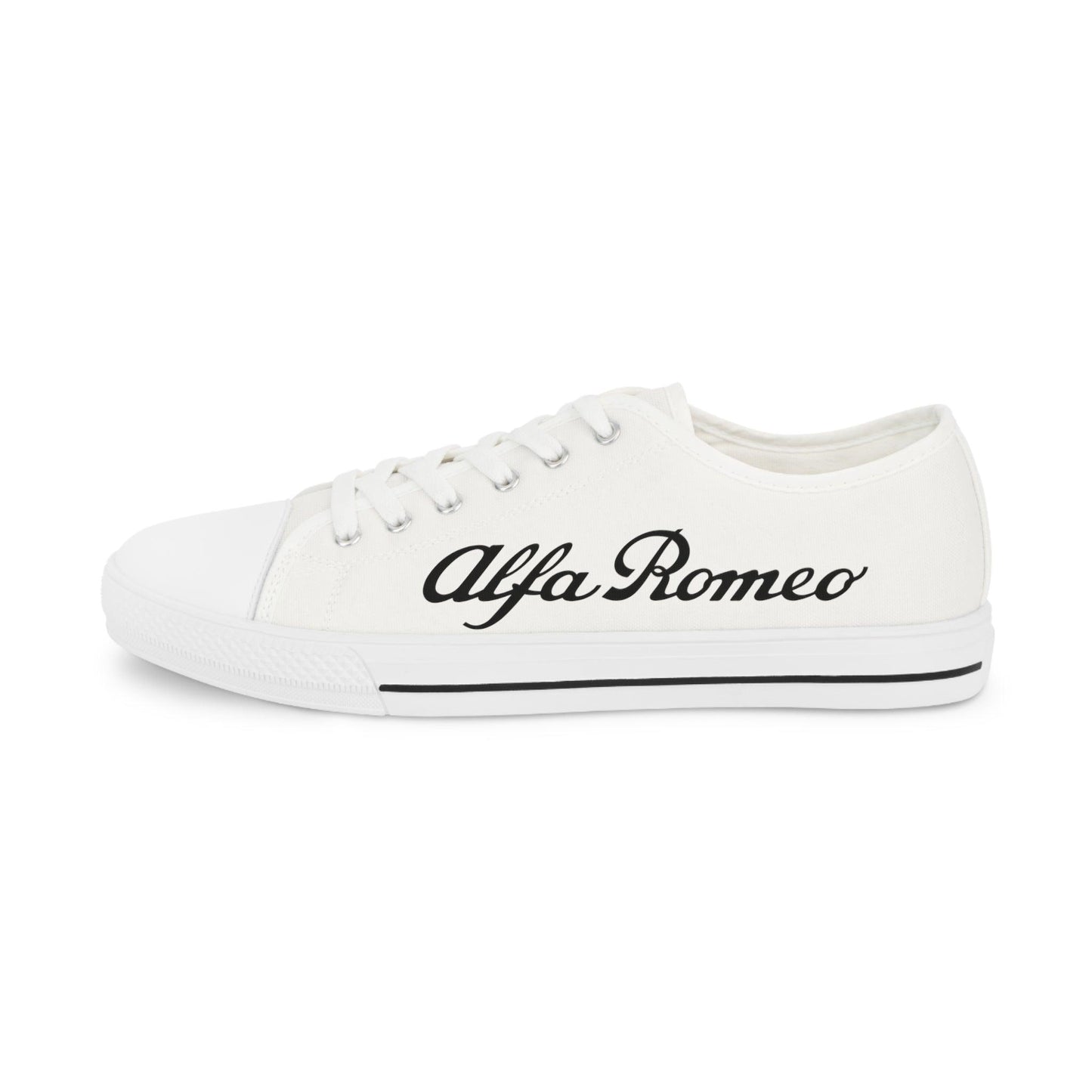 Alfa Romeo Script Low Top Canvas Sneaker - Customizable Men’s Footwear - Comfortable & Durable Design - Perfect for a Drive or Unique Sneaker Fans - AI Print Spot