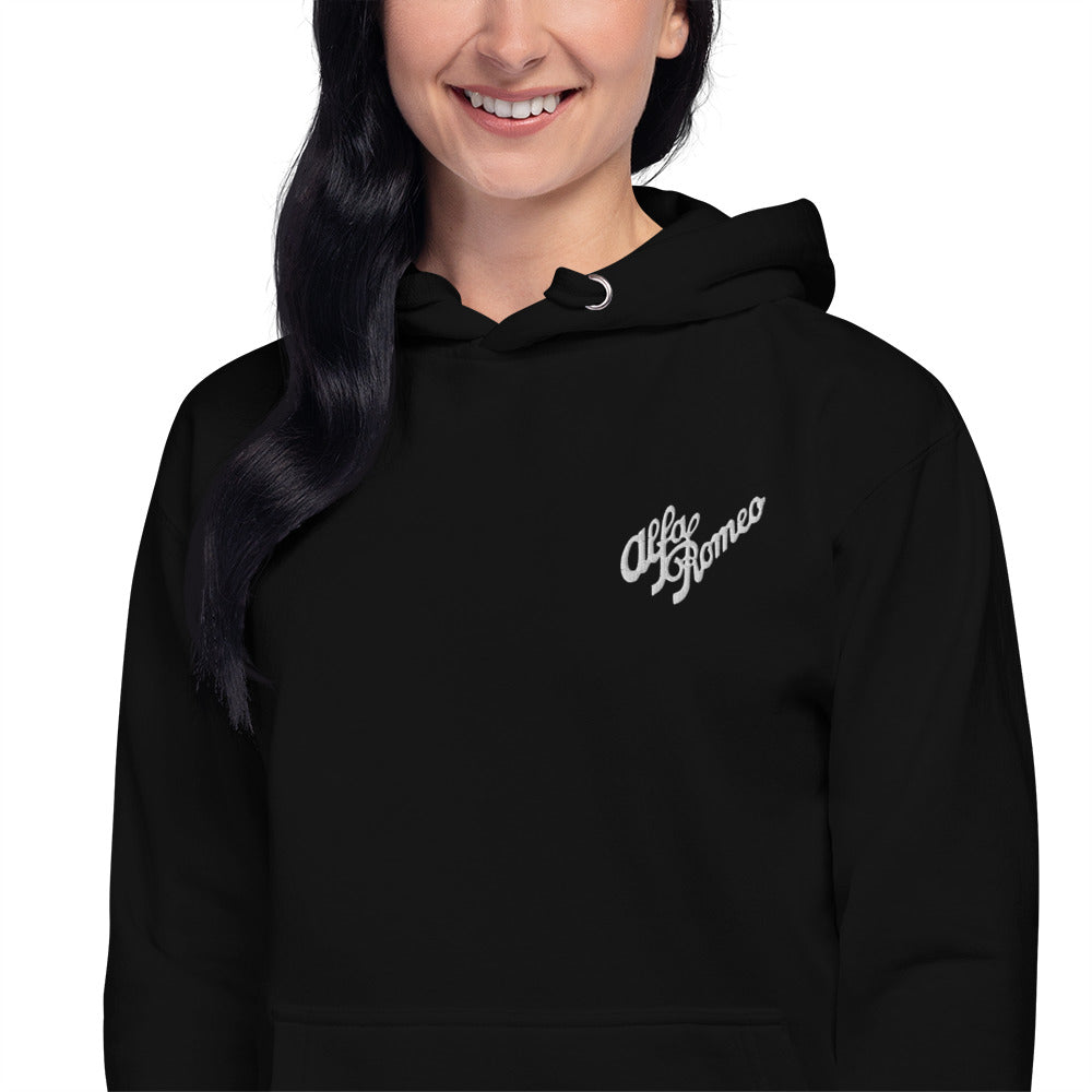 Alfa Romeo Vintage Logo Hoodie with Iconic Embroidery - AI Print Spot