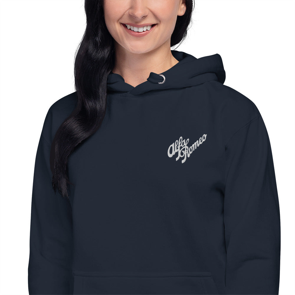 Alfa Romeo Vintage Logo Hoodie with Iconic Embroidery - AI Print Spot