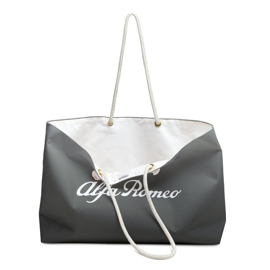 Alfa Romeo Weekender 24"x13" Tote - Vesuvio Gray with White Script - Made in the USA - AI Print Spot