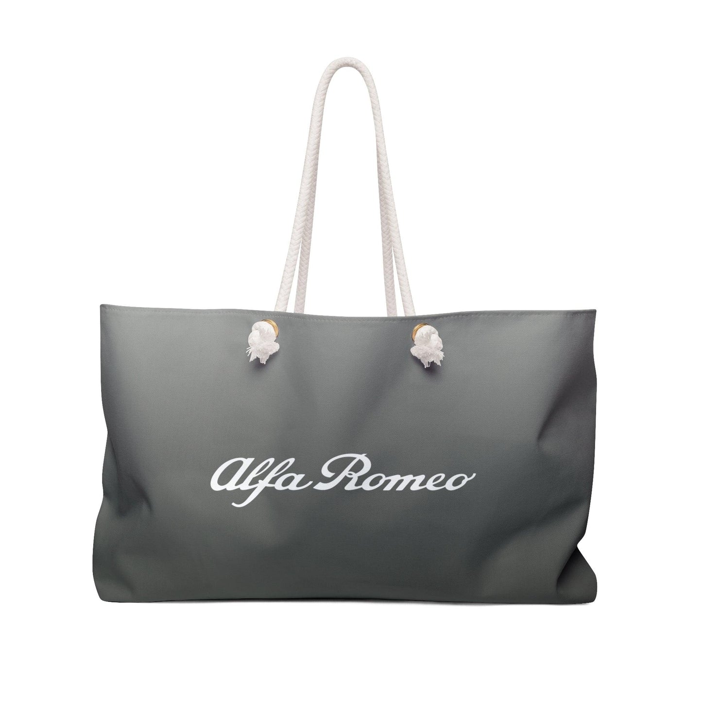 Alfa Romeo Weekender 24"x13" Tote - Vesuvio Gray with White Script - Made in the USA - AI Print Spot