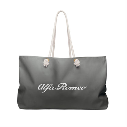 Alfa Romeo Weekender 24"x13" Tote - Vesuvio Gray with White Script - Made in the USA - AI Print Spot