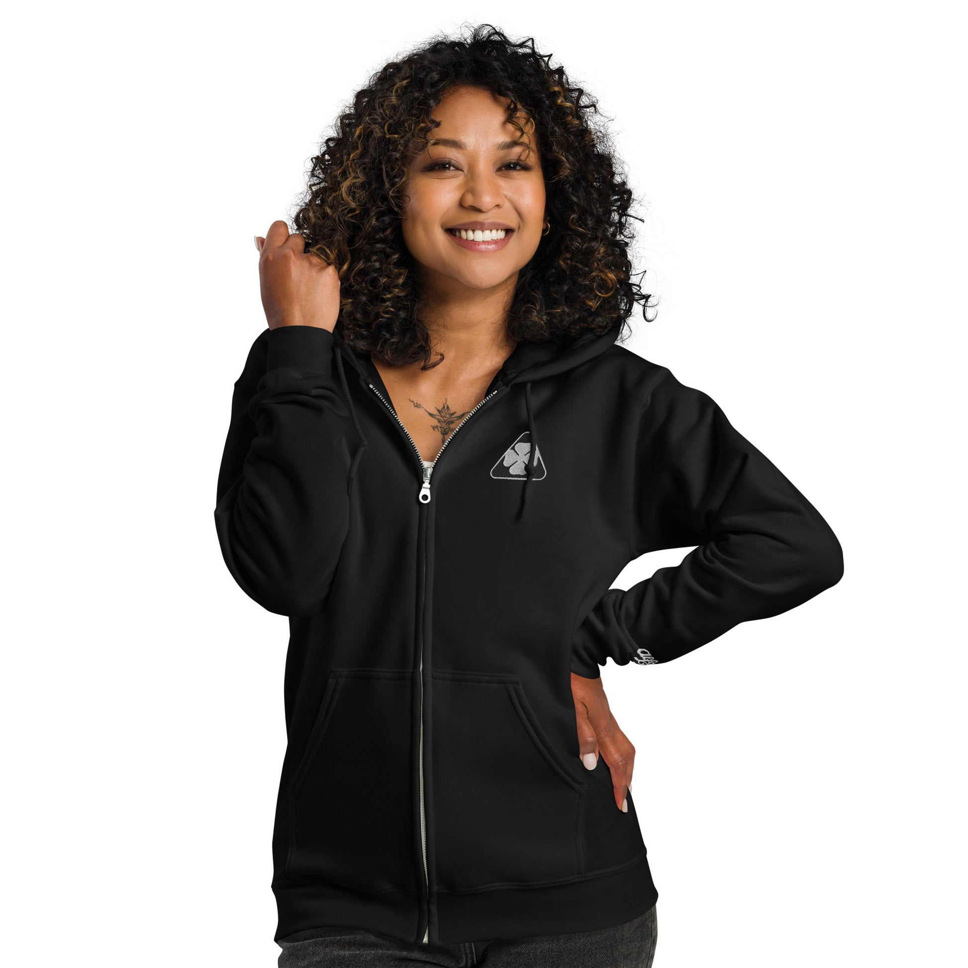 Black & White Alfa Romeo Quadrifoglio Heavy Blend Zip Hoodie - AI Print Spot