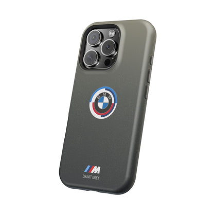 BMW G8X Dravit Grey With Gold Flecks iPhone MagSafe Tough Case - 50 Jahre Logo and M Piping - AI Print Spot