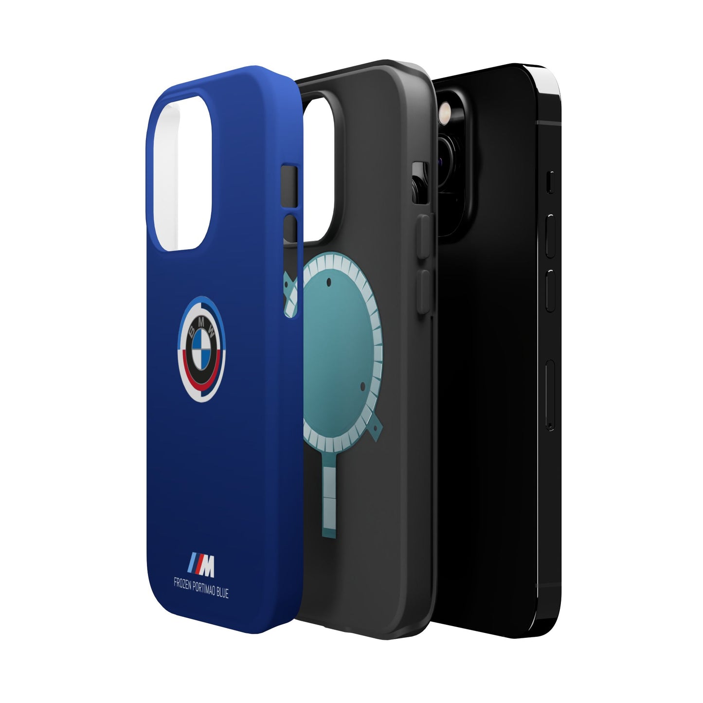 BMW G8X Frozen Portimao Blue iPhone MagSafe Tough Case - 50 Jahre Logo and M Piping - AI Print Spot