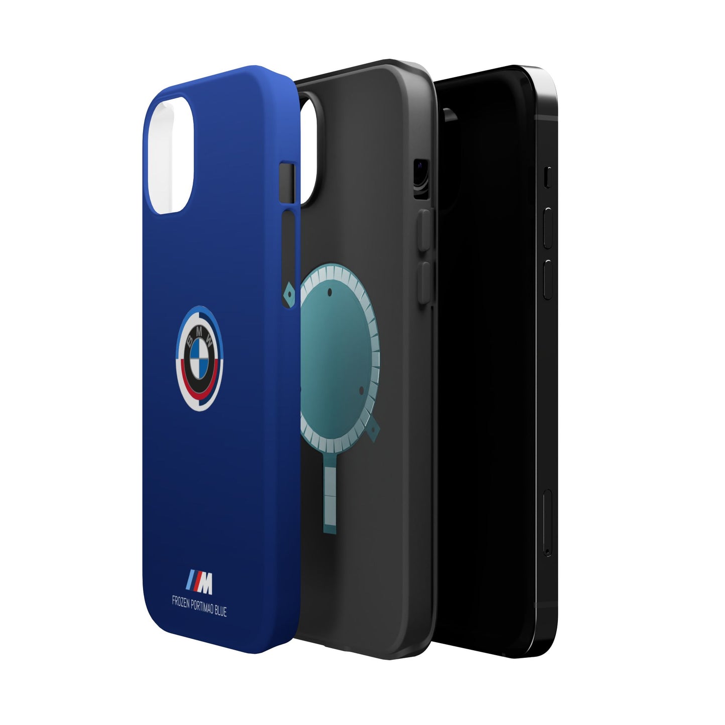 BMW G8X Frozen Portimao Blue iPhone MagSafe Tough Case - 50 Jahre Logo and M Piping - AI Print Spot