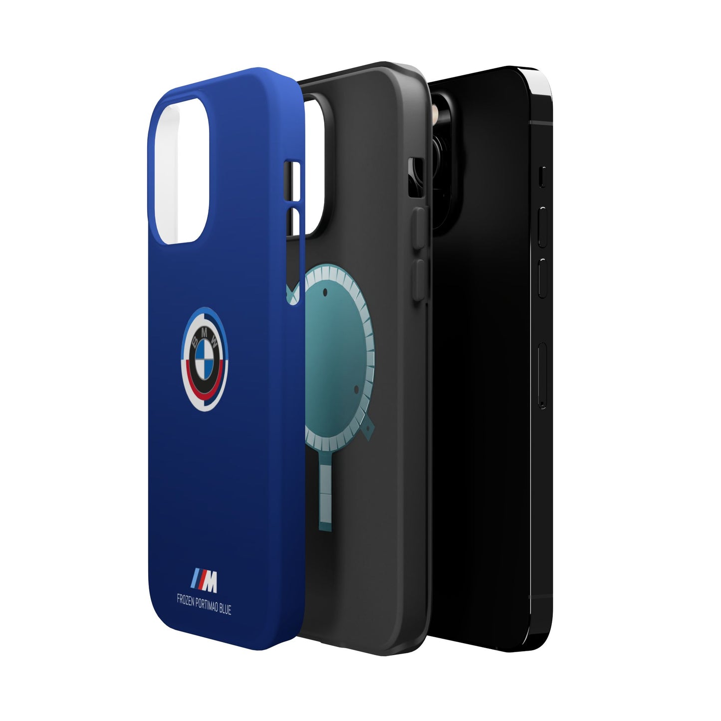 BMW G8X Frozen Portimao Blue iPhone MagSafe Tough Case - 50 Jahre Logo and M Piping - AI Print Spot