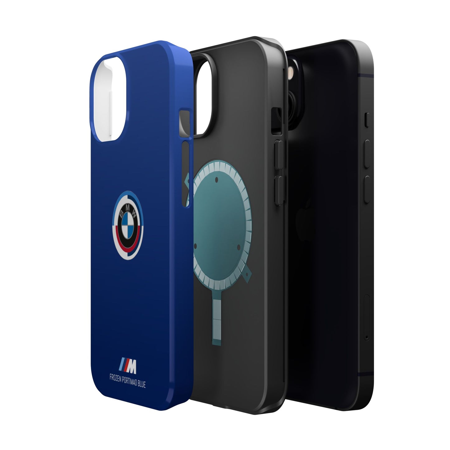 BMW G8X Frozen Portimao Blue iPhone MagSafe Tough Case - 50 Jahre Logo and M Piping - AI Print Spot