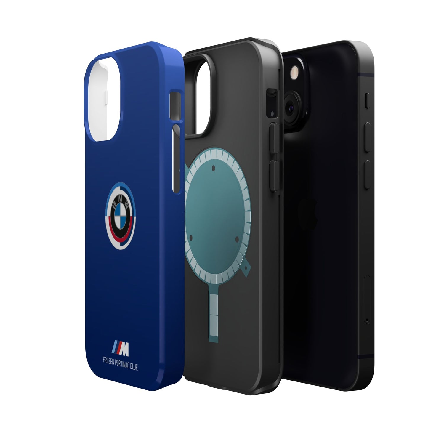 BMW G8X Frozen Portimao Blue iPhone MagSafe Tough Case - 50 Jahre Logo and M Piping - AI Print Spot