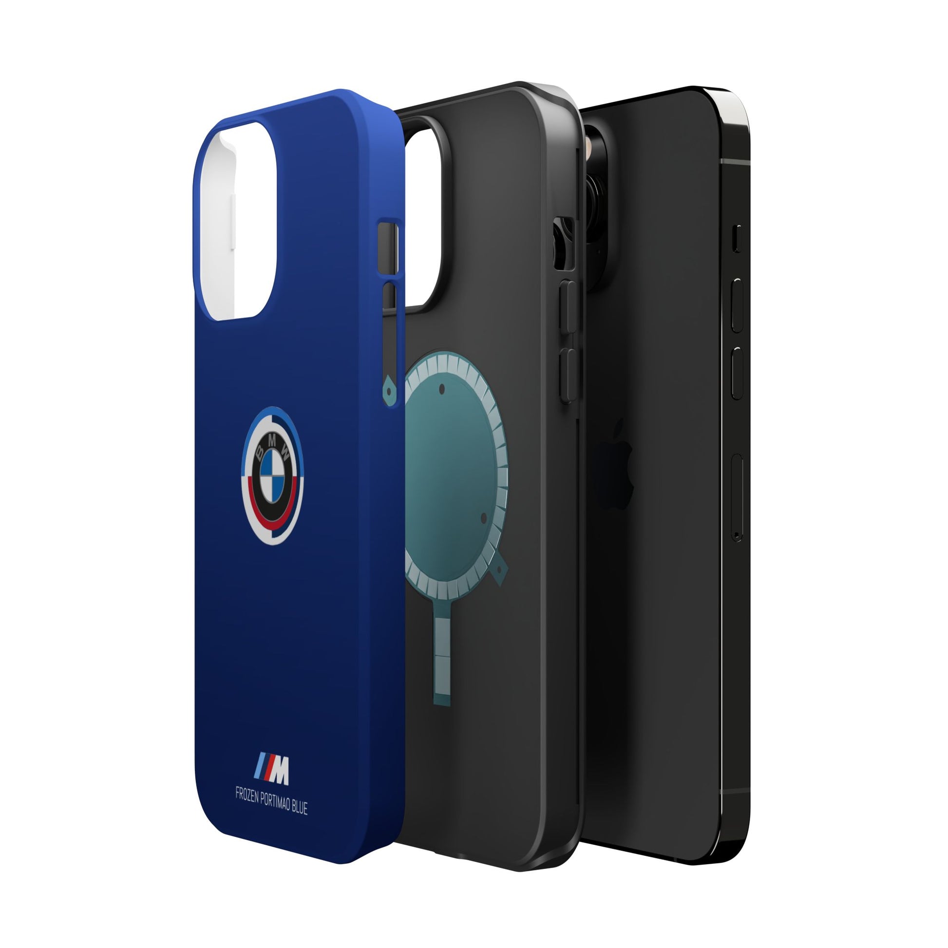 BMW G8X Frozen Portimao Blue iPhone MagSafe Tough Case - 50 Jahre Logo and M Piping - AI Print Spot