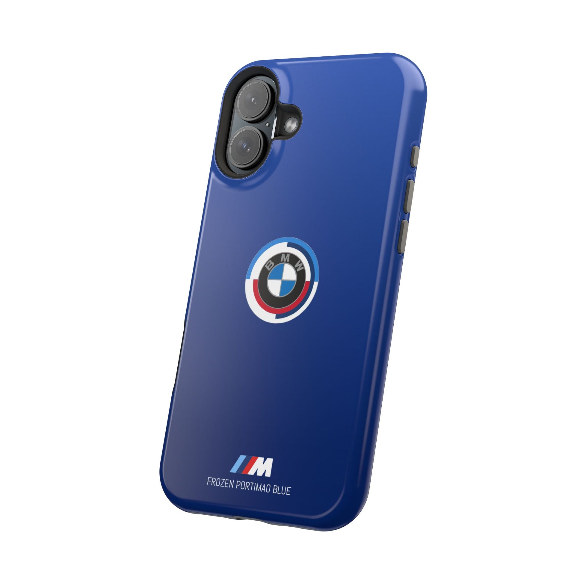 BMW G8X Frozen Portimao Blue iPhone MagSafe Tough Case - 50 Jahre Logo and M Piping - AI Print Spot