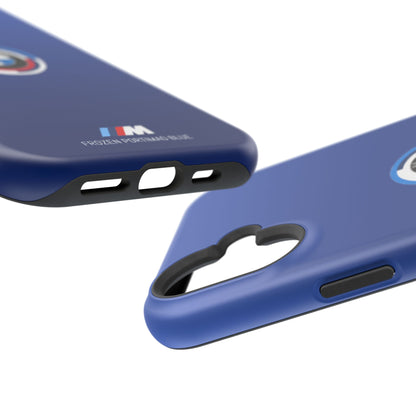 BMW G8X Frozen Portimao Blue iPhone MagSafe Tough Case - 50 Jahre Logo and M Piping - AI Print Spot