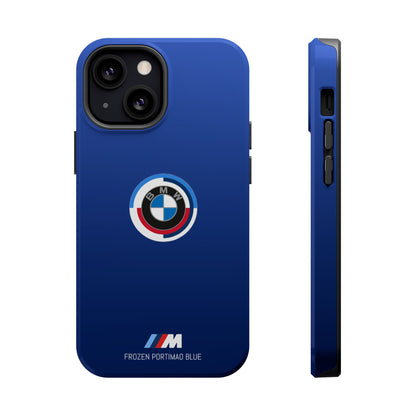 BMW G8X Frozen Portimao Blue iPhone MagSafe Tough Case - 50 Jahre Logo and M Piping - AI Print Spot