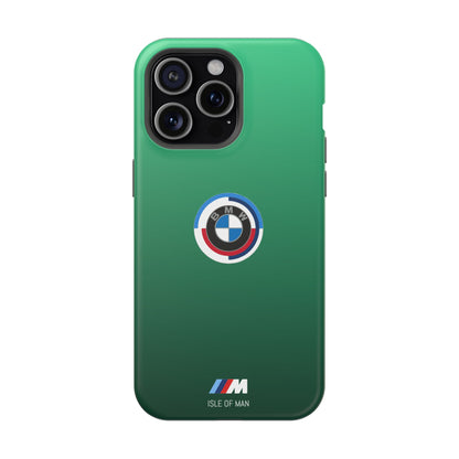 BMW G8X Isle of Man Green iPhone MagSafe Tough Case - 50 Jahre Logo and M Piping - AI Print Spot