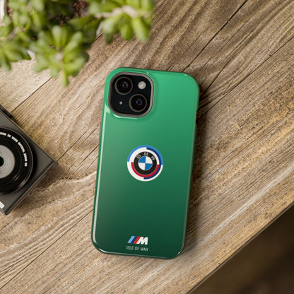 BMW G8X Isle of Man Green iPhone MagSafe Tough Case - 50 Jahre Logo and M Piping - AI Print Spot