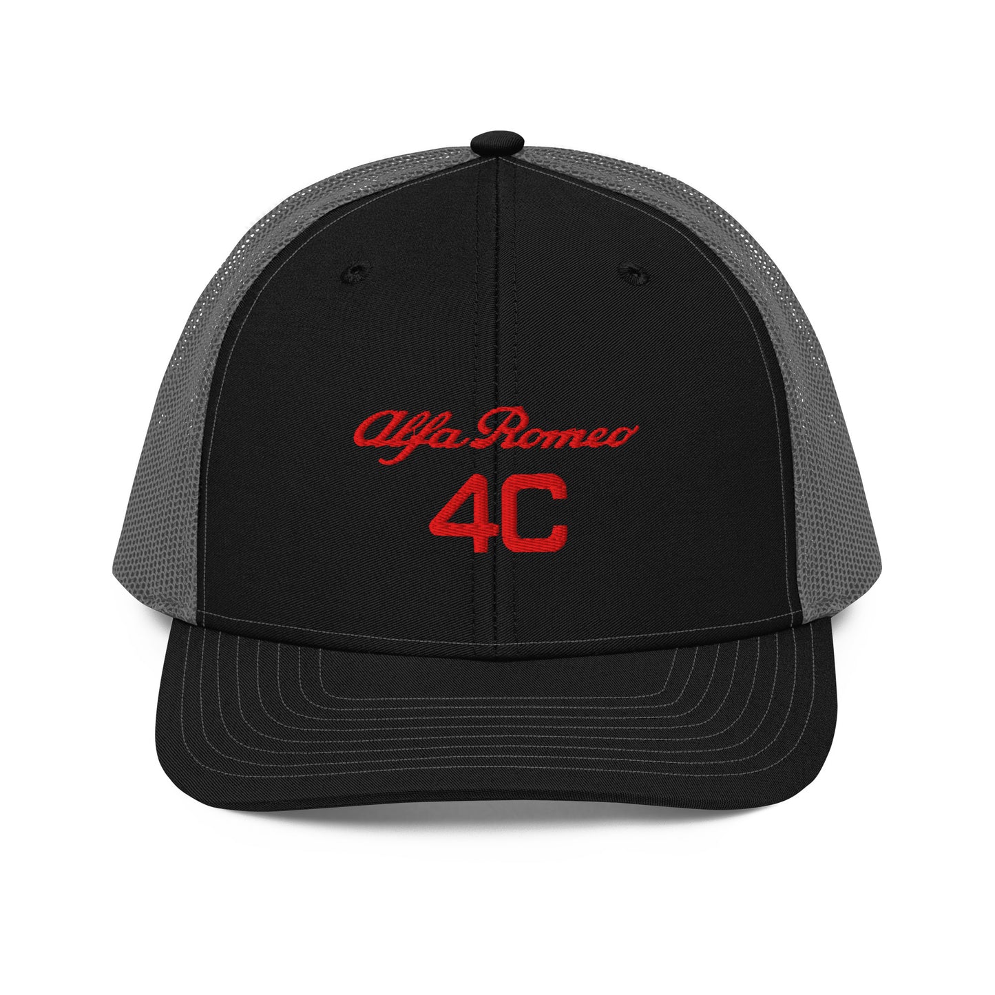 Bold Style Meets Alfa Romeo Heritage: Embroidered 4C Snapback Trucker Cap - AI Print Spot