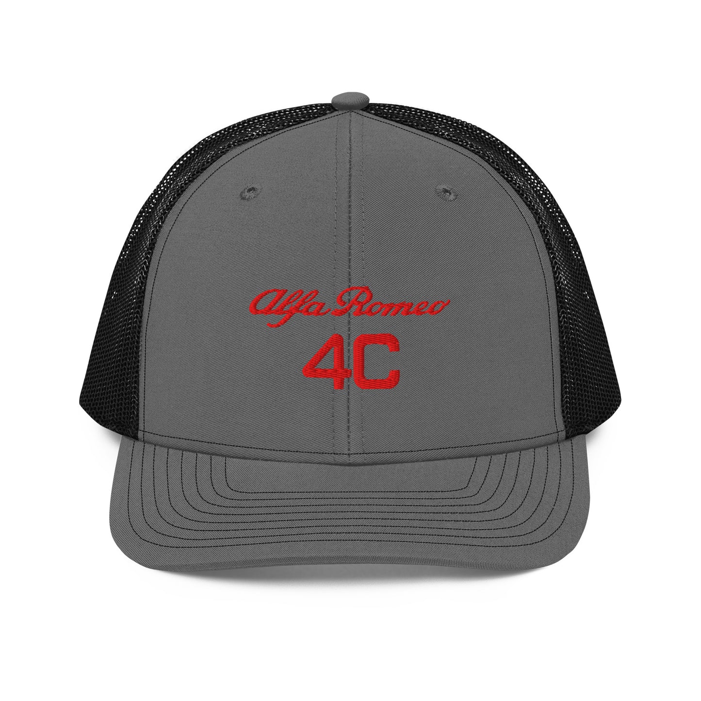 Bold Style Meets Alfa Romeo Heritage: Embroidered 4C Snapback Trucker Cap - AI Print Spot