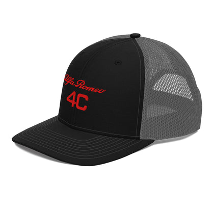 Bold Style Meets Alfa Romeo Heritage: Embroidered 4C Snapback Trucker Cap - AI Print Spot