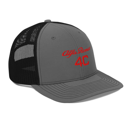 Bold Style Meets Alfa Romeo Heritage: Embroidered 4C Snapback Trucker Cap - AI Print Spot