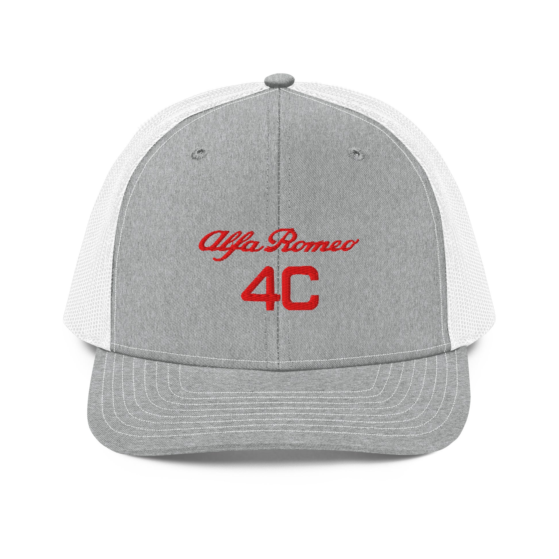 Bold Style Meets Alfa Romeo Heritage: Embroidered 4C Snapback Trucker Cap - AI Print Spot