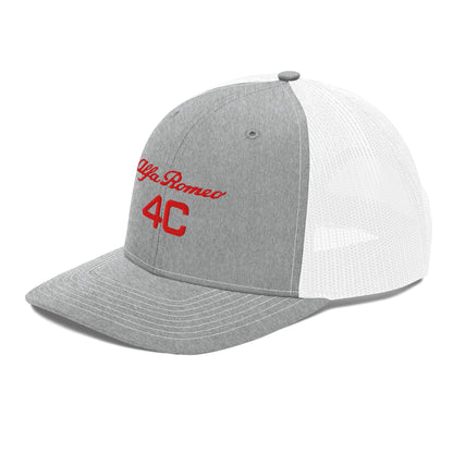 Bold Style Meets Alfa Romeo Heritage: Embroidered 4C Snapback Trucker Cap - AI Print Spot