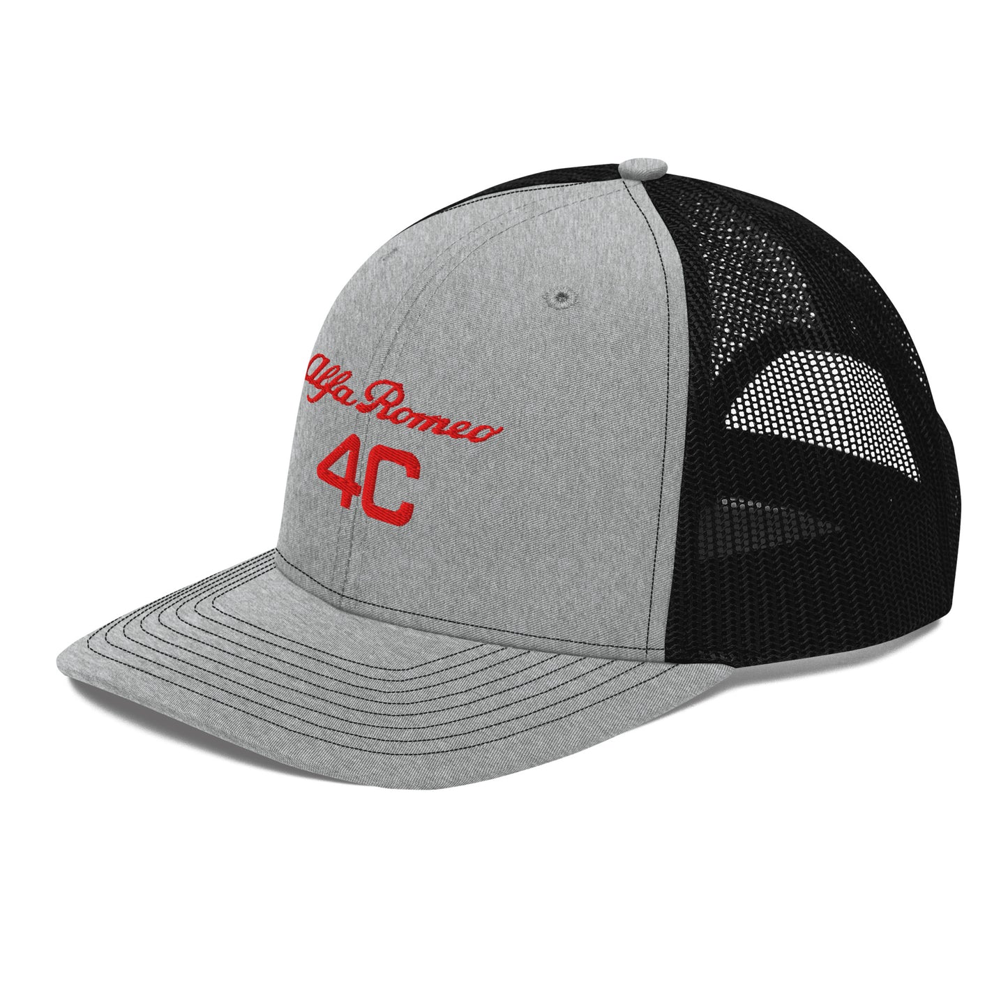 Bold Style Meets Alfa Romeo Heritage: Embroidered 4C Snapback Trucker Cap - AI Print Spot