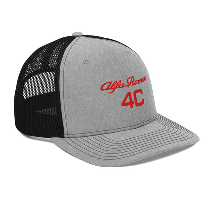 Bold Style Meets Alfa Romeo Heritage: Embroidered 4C Snapback Trucker Cap - AI Print Spot