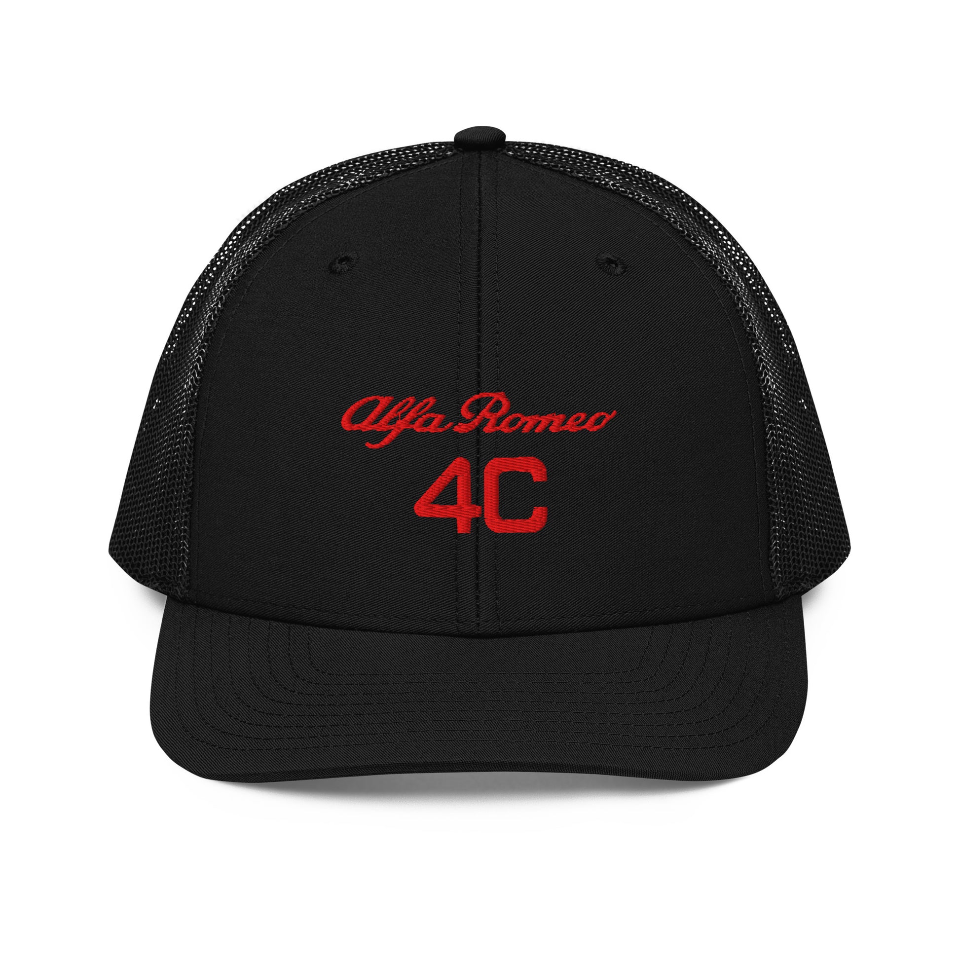 Bold Style Meets Alfa Romeo Heritage: Embroidered 4C Snapback Trucker Cap - AI Print Spot