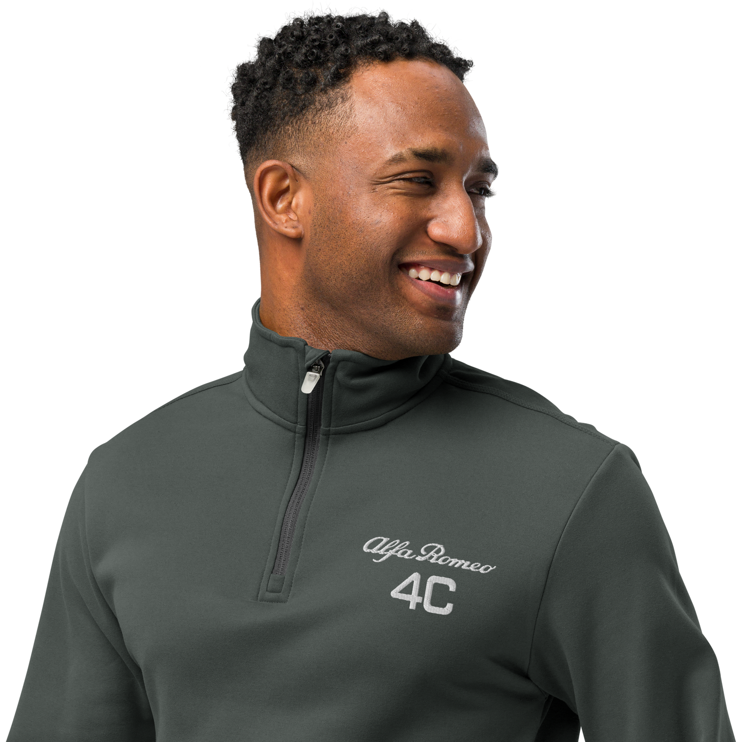 Champion Quarter Zip Pullover with Embroidered Alfa Romeo 4C Logo in White – Lightweight and Stylish Activewear - AI Print Spot