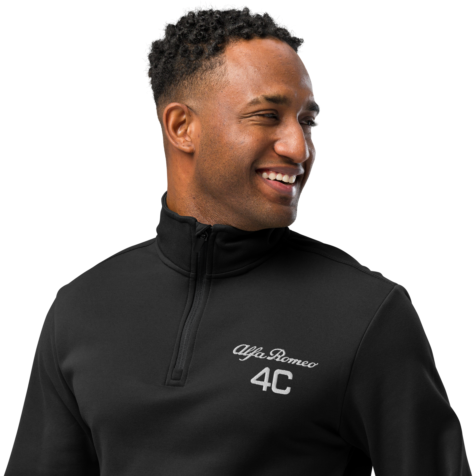 Champion Quarter Zip Pullover with Embroidered Alfa Romeo 4C Logo in White – Lightweight and Stylish Activewear - AI Print Spot