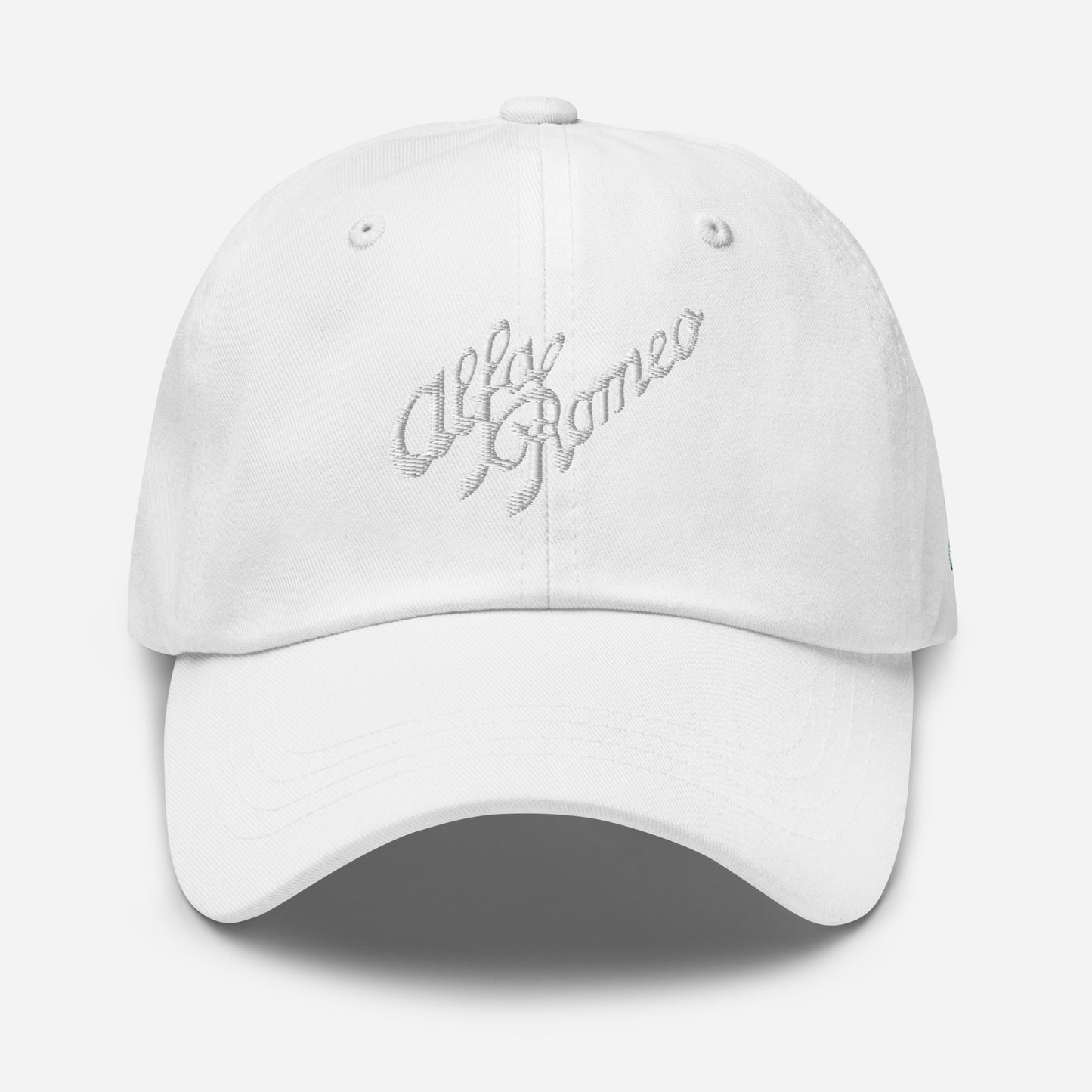 Classic Dad Hat - Embroidered 1930s Alfa Romeo Script, Quadrifoglio & Biscione - AI Print Spot