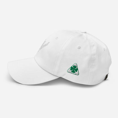 Classic Dad Hat - Embroidered 1930s Alfa Romeo Script, Quadrifoglio & Biscione - AI Print Spot