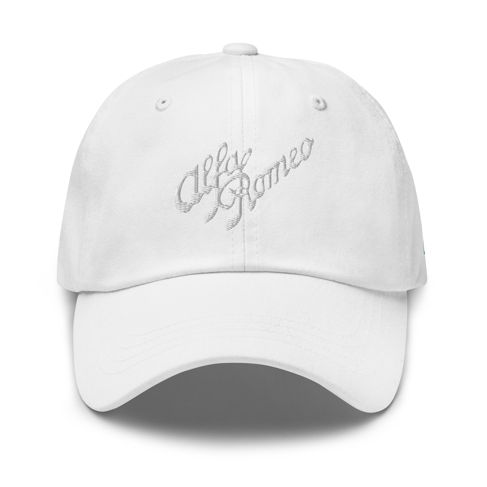 Classic Dad Hat - Embroidered 1930s Alfa Romeo Script, Quadrifoglio & Biscione - AI Print Spot