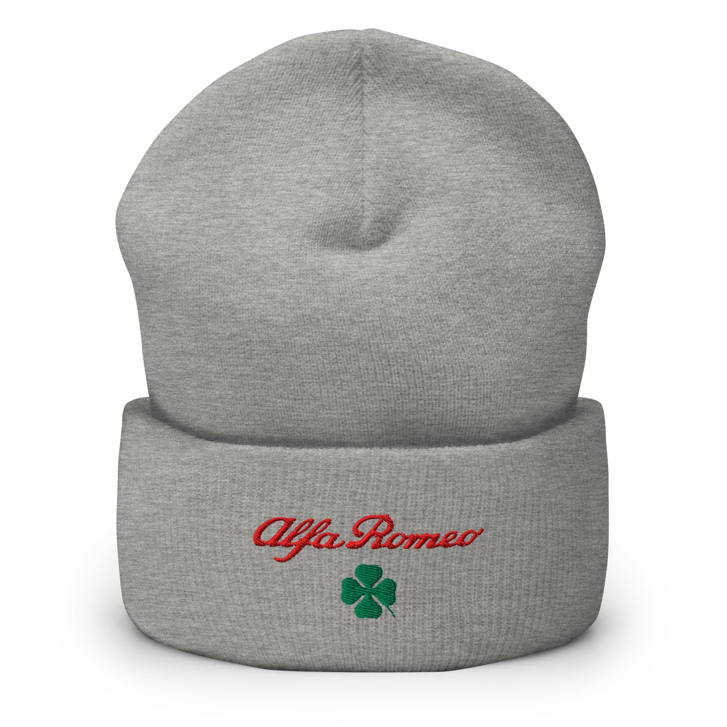 Cuffed Beanie with Embroidered Alfa Romeo Script and Quadrifoglio Verde - AI Print Spot