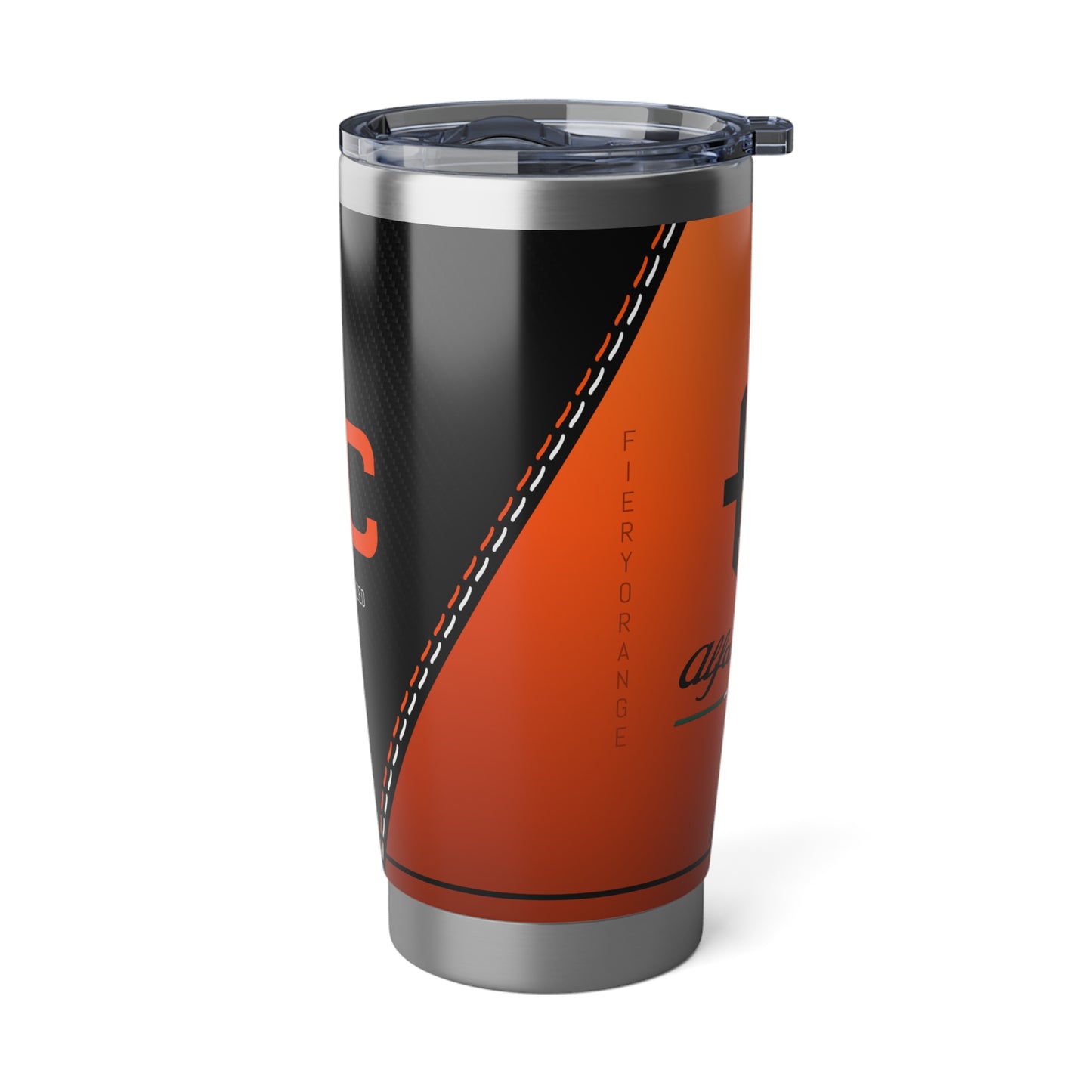 Custom Alfa Romeo 4C Exclusive Vagabond 20oz Tumbler - 3M Fiery Orange Gloss + Carbon Fiber Finish - Personalized - AI Print Spot