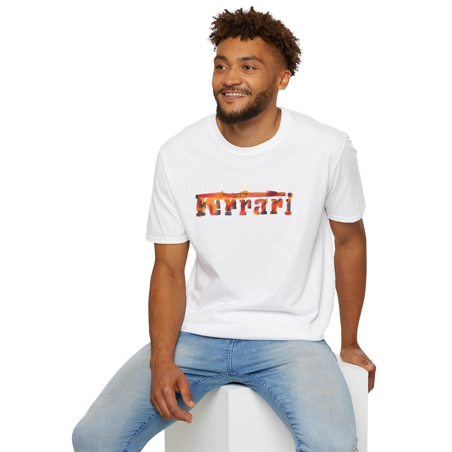 Ferrari Graffiti Art Cotton Multicolor Tee - Unisex Softstyle - Casual to Comfort Wear - Ethically Made - Unique Car Enthusiast Style - AI Print Spot