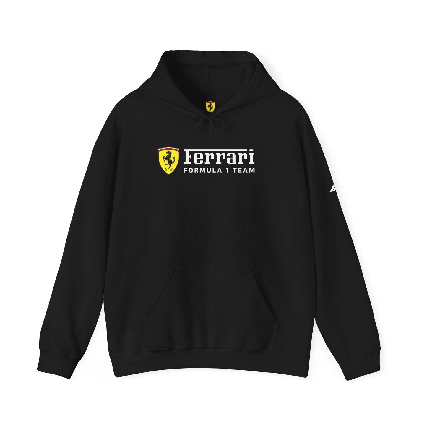 Ferrari Unisex Hoodie Heavy Blend™ - Cozy Comfy Sweatshirt - Classic Scuderia and Formula 1 Team - Gift for a Car Enthusiast - White Logos - AI Print Spot