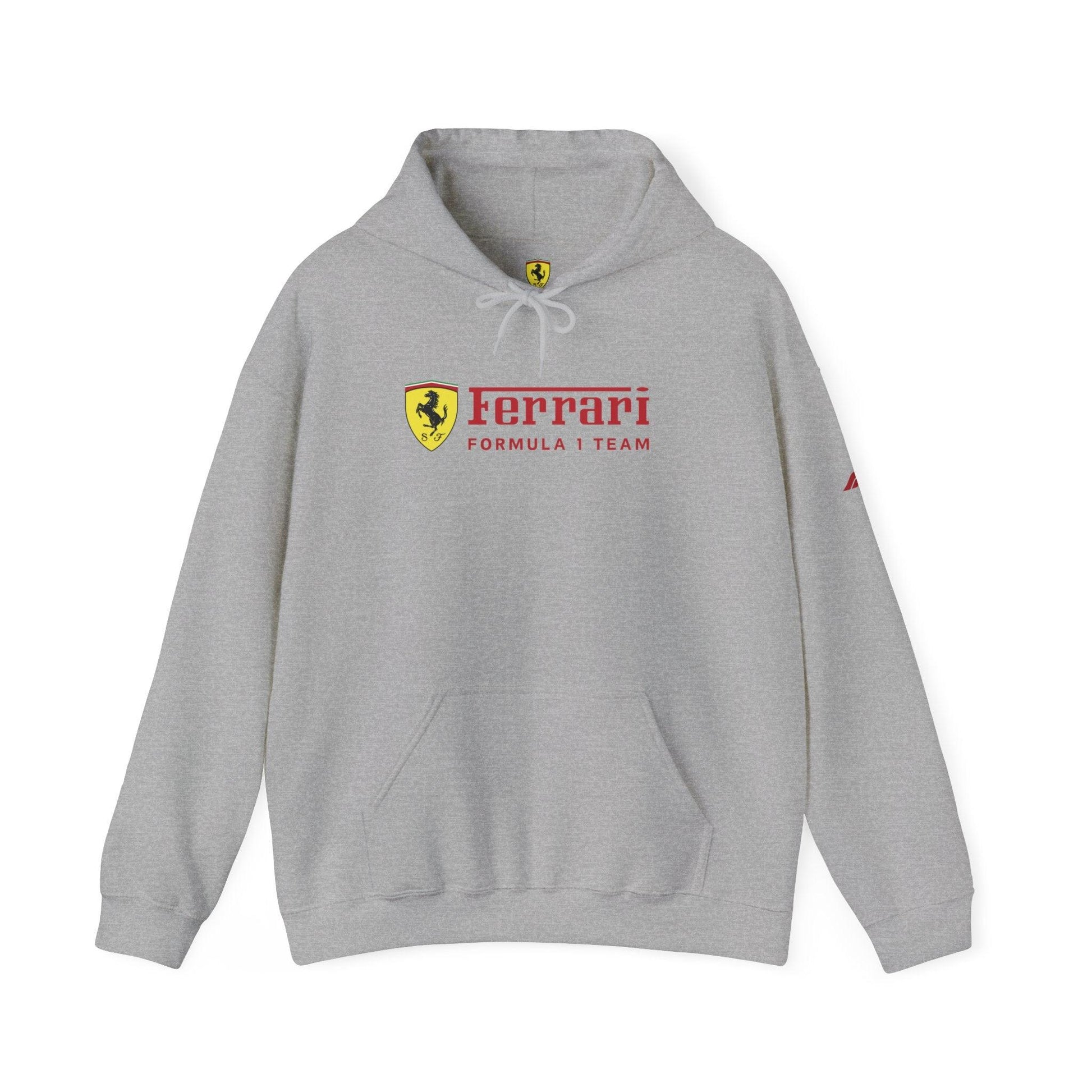 Ferrari Unisex Hoodie Heavy Blend™ - Cozy Comfy Sweatshirt - Classic Scuderia and Formula 1 Team - Gift for the Car Enthusiast - Red Logos - AI Print Spot