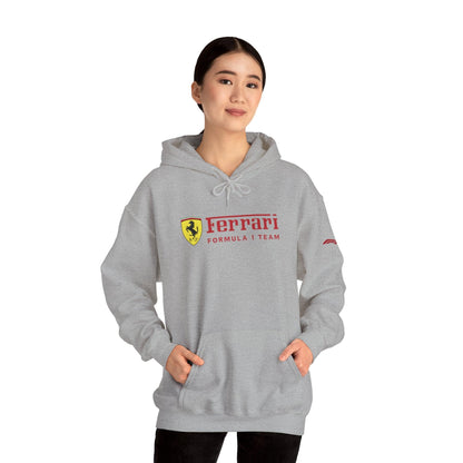 Ferrari Unisex Hoodie Heavy Blend™ - Cozy Comfy Sweatshirt - Classic Scuderia and Formula 1 Team - Gift for the Car Enthusiast - Red Logos - AI Print Spot