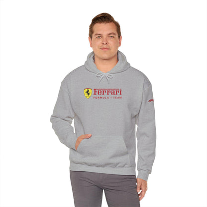 Ferrari Unisex Hoodie Heavy Blend™ - Cozy Comfy Sweatshirt - Classic Scuderia and Formula 1 Team - Gift for the Car Enthusiast - Red Logos - AI Print Spot