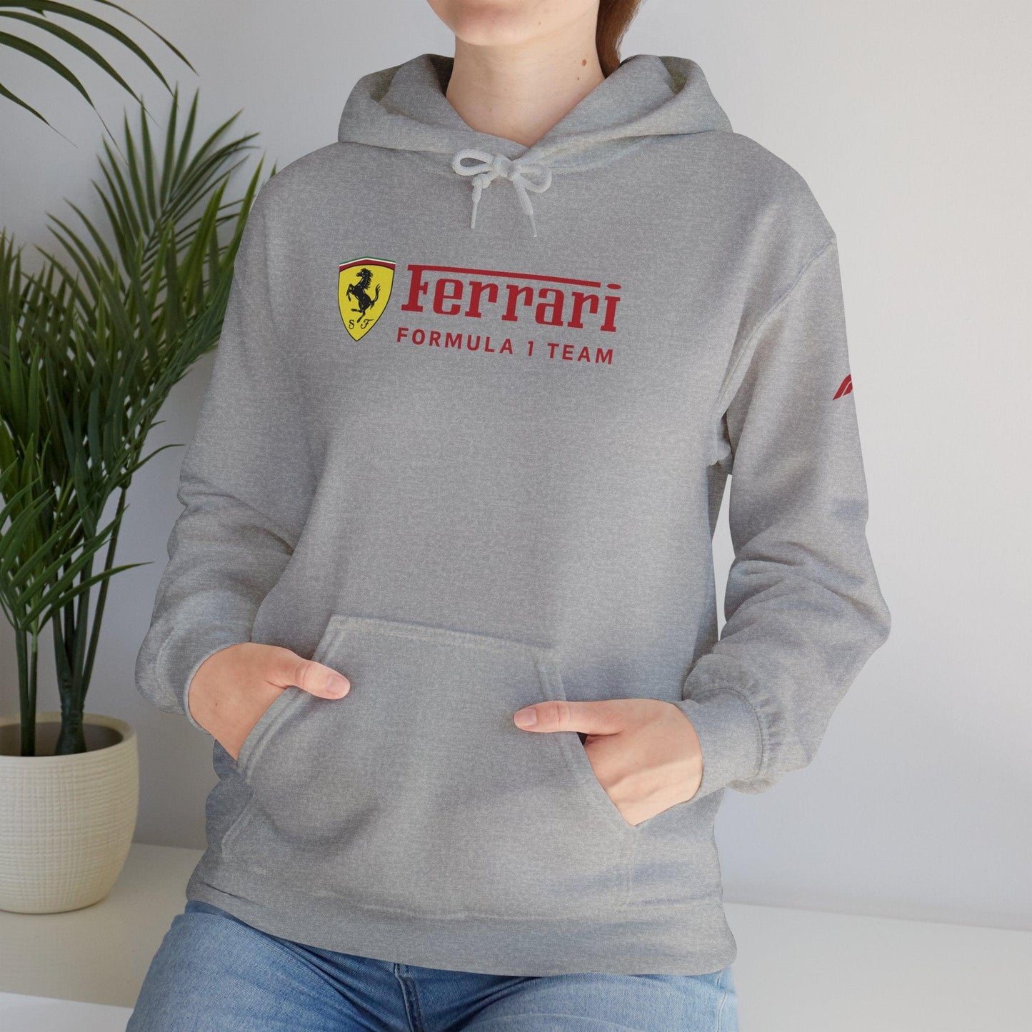 Ferrari Unisex Hoodie Heavy Blend™ - Cozy Comfy Sweatshirt - Classic Scuderia and Formula 1 Team - Gift for the Car Enthusiast - Red Logos - AI Print Spot