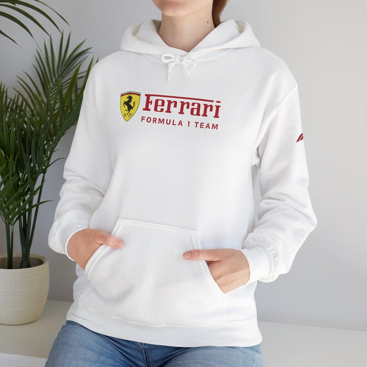 Ferrari Unisex Hoodie Heavy Blend™ - Cozy Comfy Sweatshirt - Classic Scuderia and Formula 1 Team - Gift for the Car Enthusiast - Red Logos - AI Print Spot