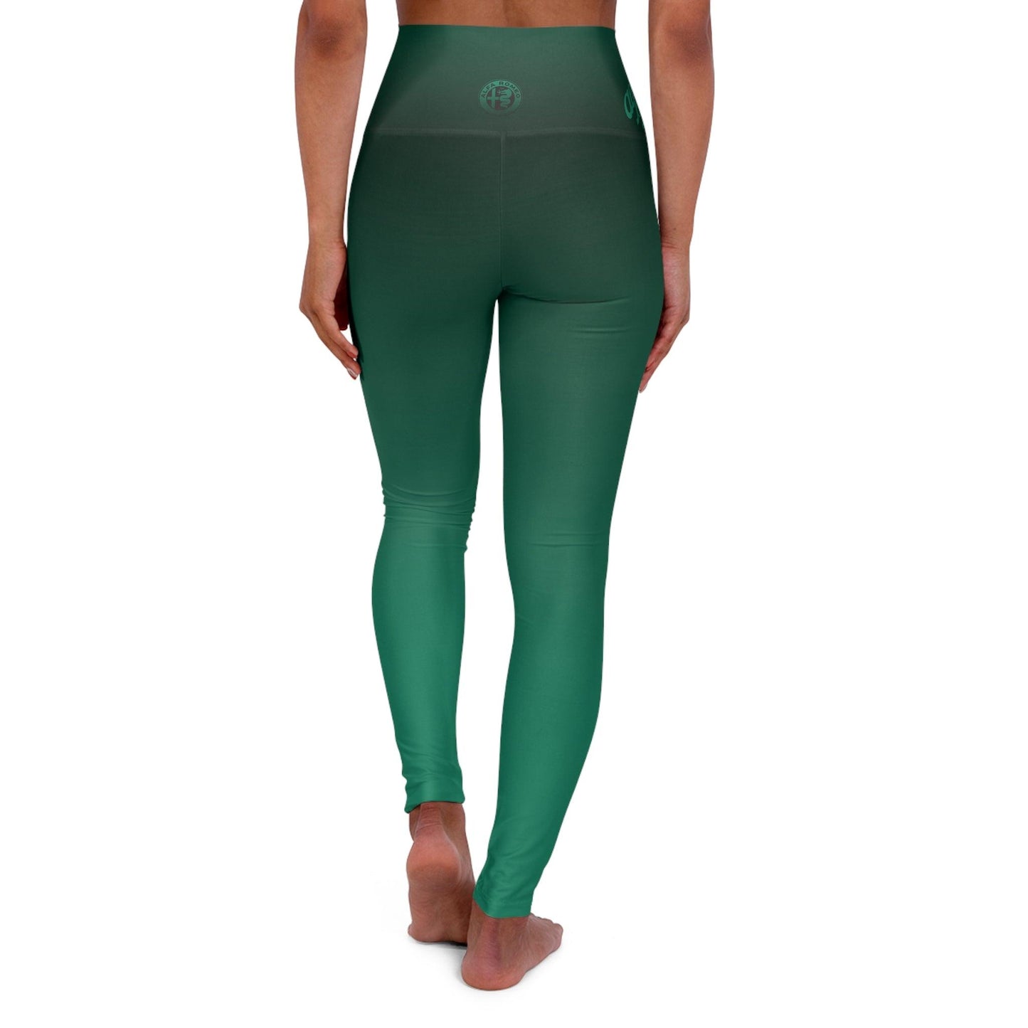 High-Waisted Yoga Leggings - Custom Alfa Romeo Design, Verde Montreal - AI Print Spot