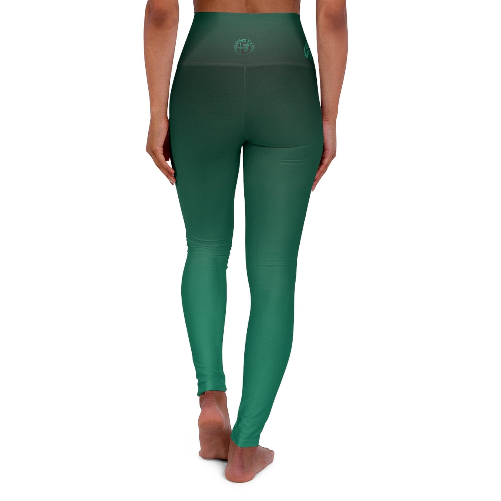 High-Waisted Yoga Leggings - Custom Alfa Romeo Design, Verde Montreal - AI Print Spot