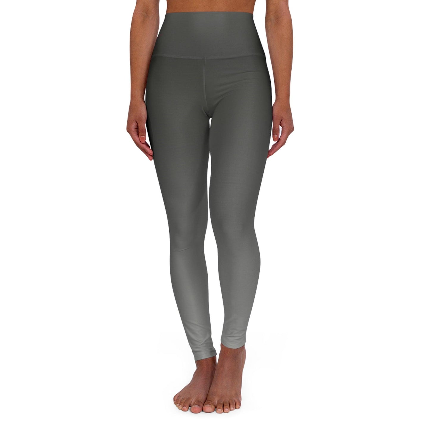 High-Waisted Yoga Leggings - Custom Alfa Romeo Design, Vesuvio Gray - AI Print Spot